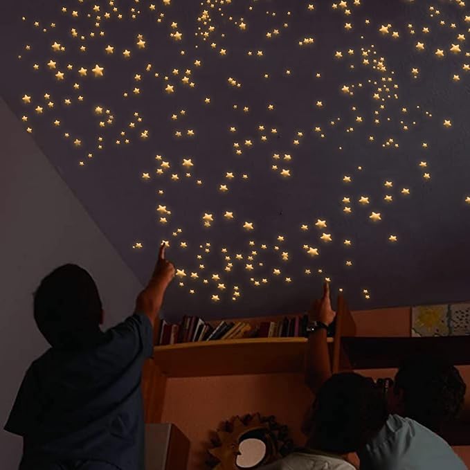 633 Pegatinas brillantes estrellas 3D para pared techo miniatura 2