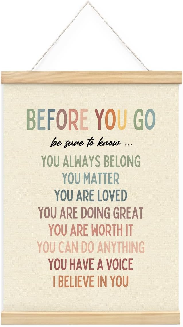 VEEMIKATILL Everything is Figureoutable Positive Affirmations Wall Art Poster Hanger Frame，Retro Positive Affirmations Canvas Prints Wall Decor for Classroom Office Home Bedroom, 12x16 Inch
