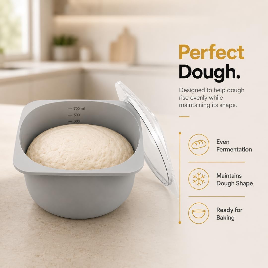 Pizza Dough Proofing Container Set of 3, 700ml, Stackable Dough Rising Containers with Lids image 3