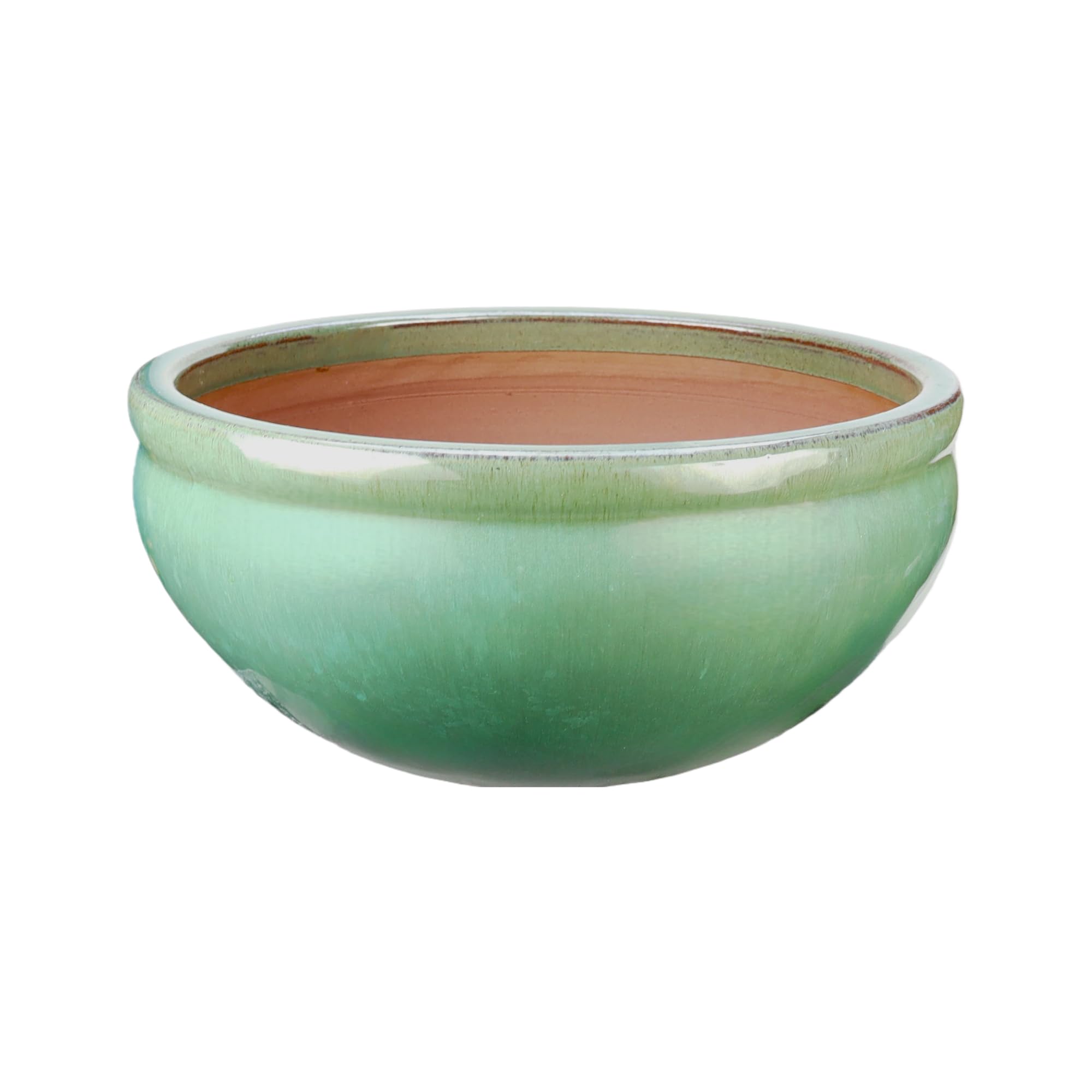 Steinzeug-Blumentopf/Pflanzkübel, 3er Set Schale Jade-Grün, frostfest