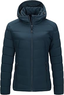 Damen Steppjacke Warme Winterjacke Puffer Jacke mit Kapuze