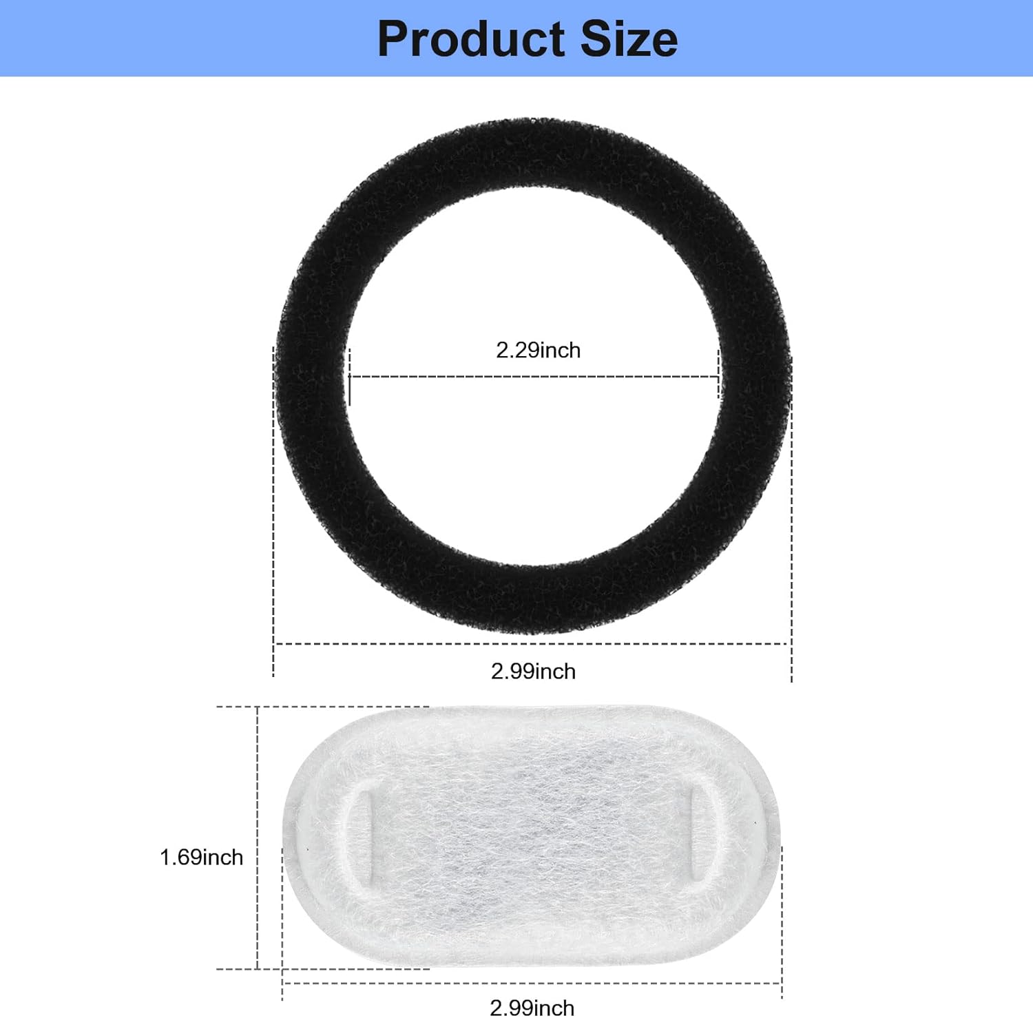 Wonder Creature 32 Pack Cat Water Fountain Filter Replacement, 4+4/8+8/12+12/16+16 Pack for Stainless Steel Cat Water Fountain 2L/67oz and 3.2L/108oz, 16 Carbon Filters & 16 Pre-Filter Sponges