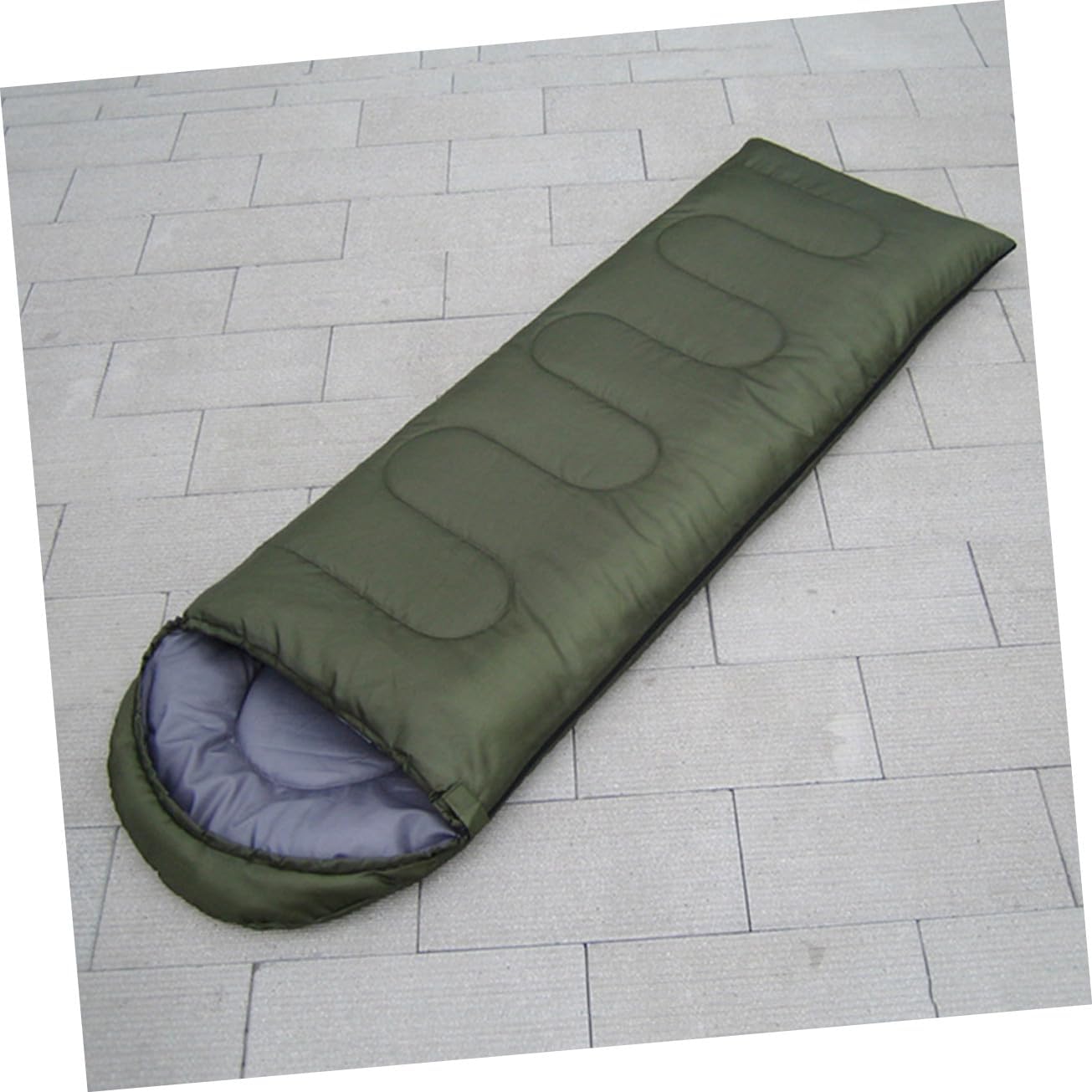 Mikinona Compression for Adults with Drawstring Hood Lightweight Outdoor Camping Envelope Bag for Hiking Trekking Backpacking in Army Green Includes Storage Sack