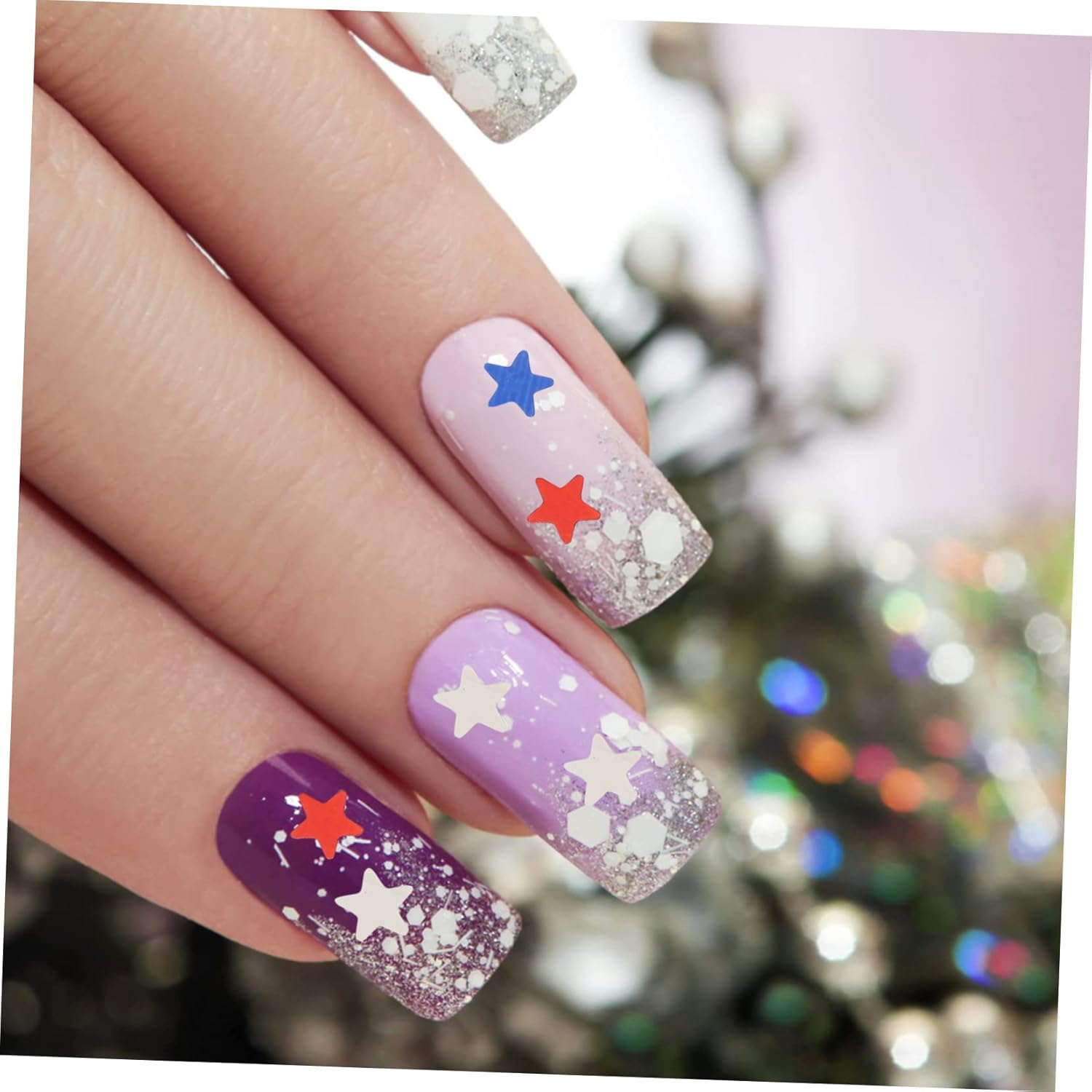 SAFIGLE Sparkly Nail Flakes Nail Foil Stickers Sequins Stickers DIY Art Decor Glitter