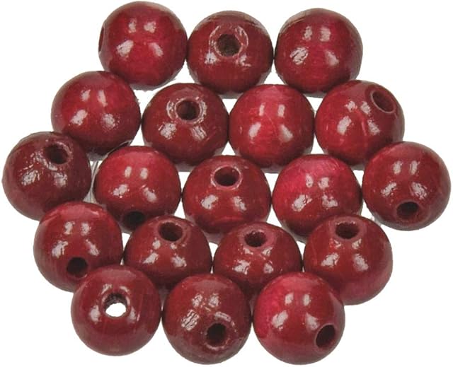 Efco 1400828 10 mm 53-Piece Wooden Beads Hole, Dark Red