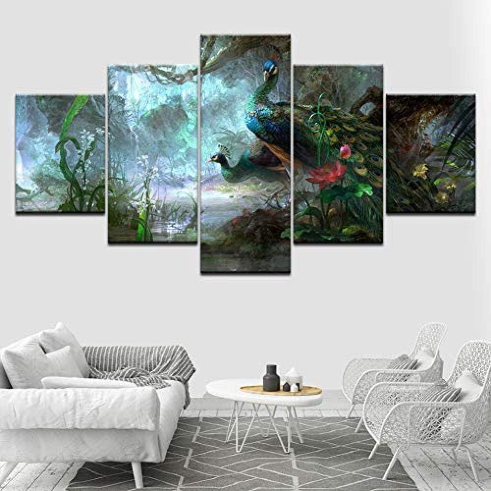 5 Pinturas Lienzo Beautiful Peacocks Painting HD 5 Piece Wallpapers D