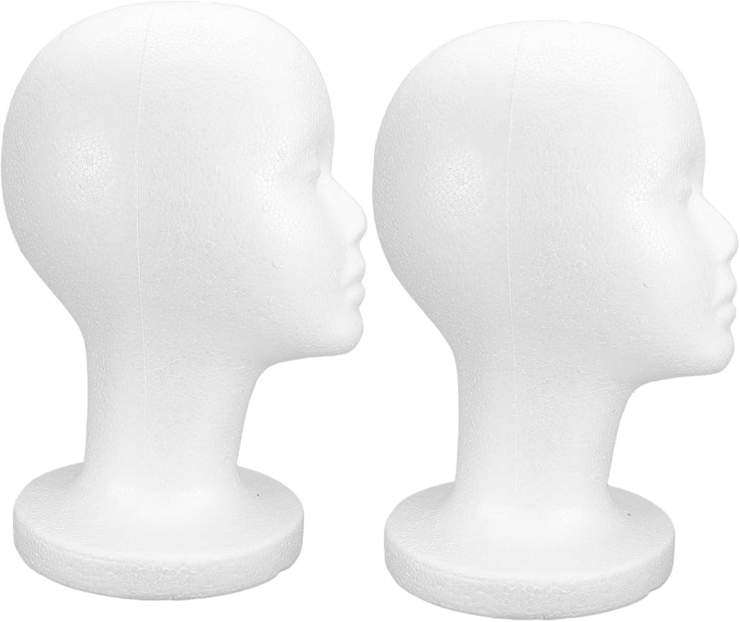 ARTIBETTER 2pcs Foam Mannequin Heads for Wigs and Baseball Hat Display, Reusable White Foam Wig Head Stands for Women and Men Salon Hair Accessory Holder