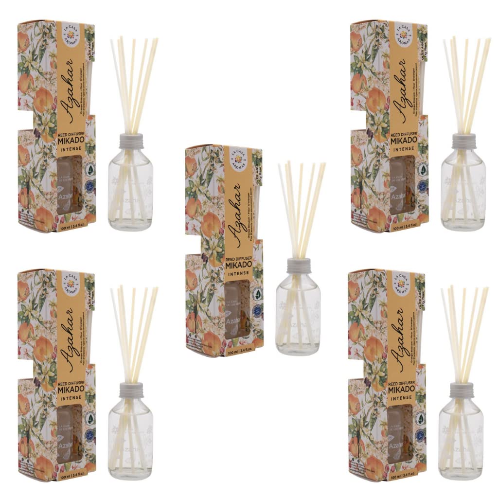 BricoLoco.com. Mikado 100ml Intense zapach kwiatu pomarańczy, wygodniejszy i bezpieczniejszy niż świece. Odświeżacz powietrza do domu, pokoju, zapach kwiatu pomarańczy. (5)