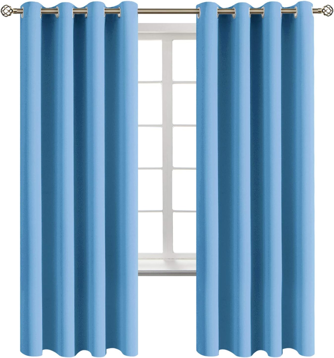 BGment Room Darkening Curtains 72 Inches Long - Grommet Thermal Insulated Drapes Window Treatment Curtains for Bedroom, 2 Panels, 52 x 72 Inch, Sky Blue