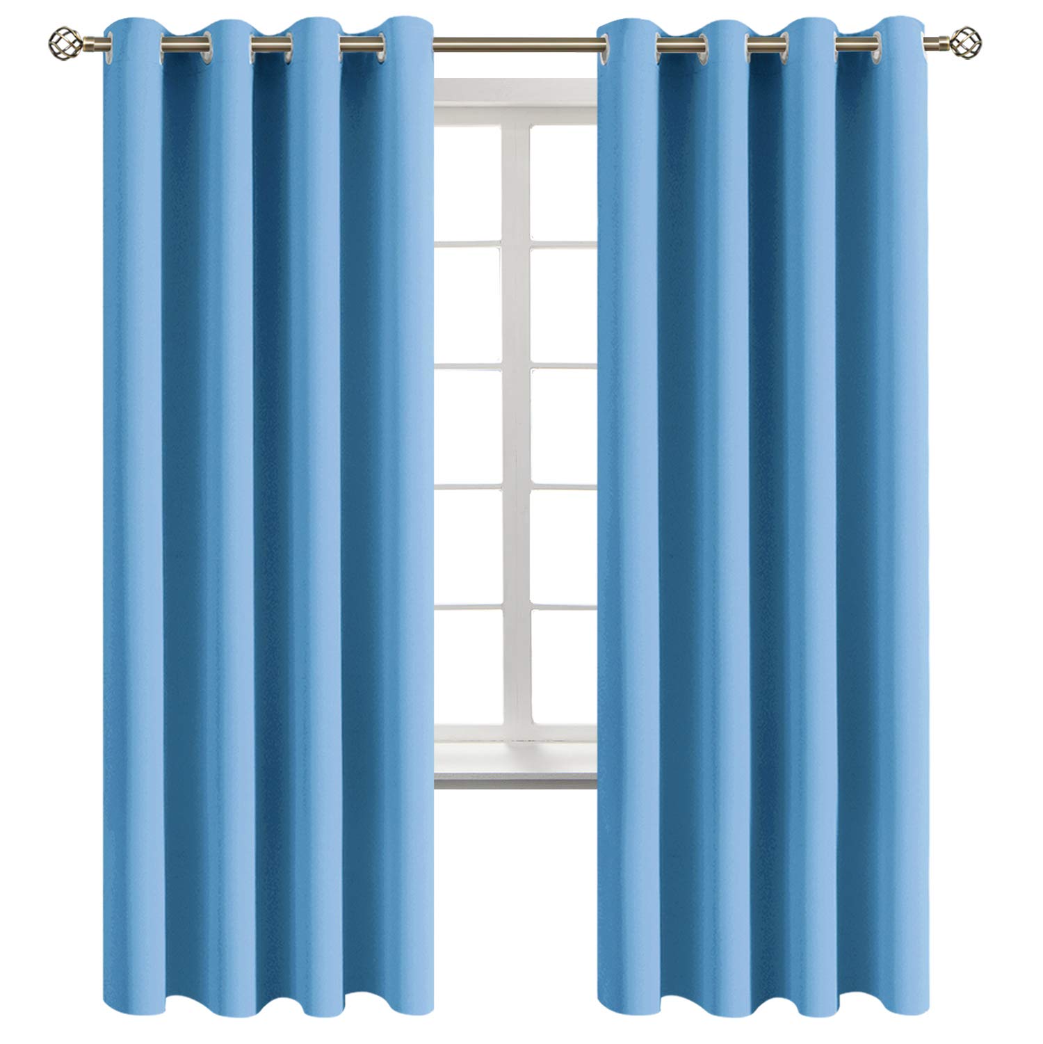 BGment Sky Blue Room Darkening Curtains 72 Inch for Bedroom - 2 Panels