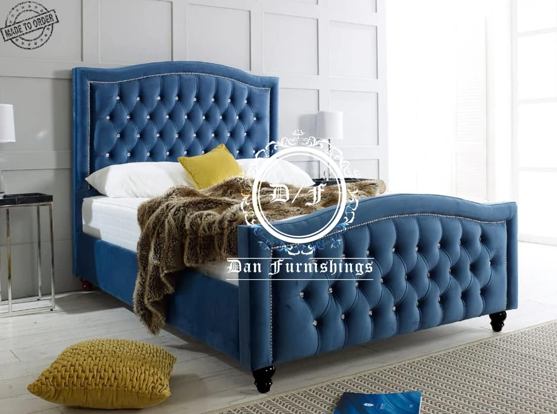 TMF Curve headboard border bed frame Upholstered wingback chesterfield