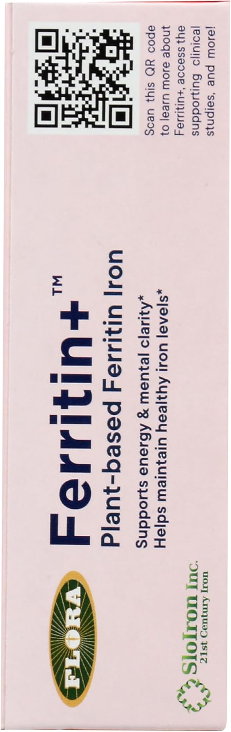 Ferritin+ Dietary Supplement, Plant Based Ferritin Iron, Non GMO, Gluten Free, 30 Veggie Capsules (Pack of 1)