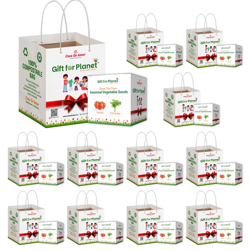 Image of Casa De Amor Gift for Planet Grow Your Own Vegetable Kit for Kids - DIY Gardening Kit with Pot, Seeds, Soil - Eco-Friendly Return Gift (Set of 12)