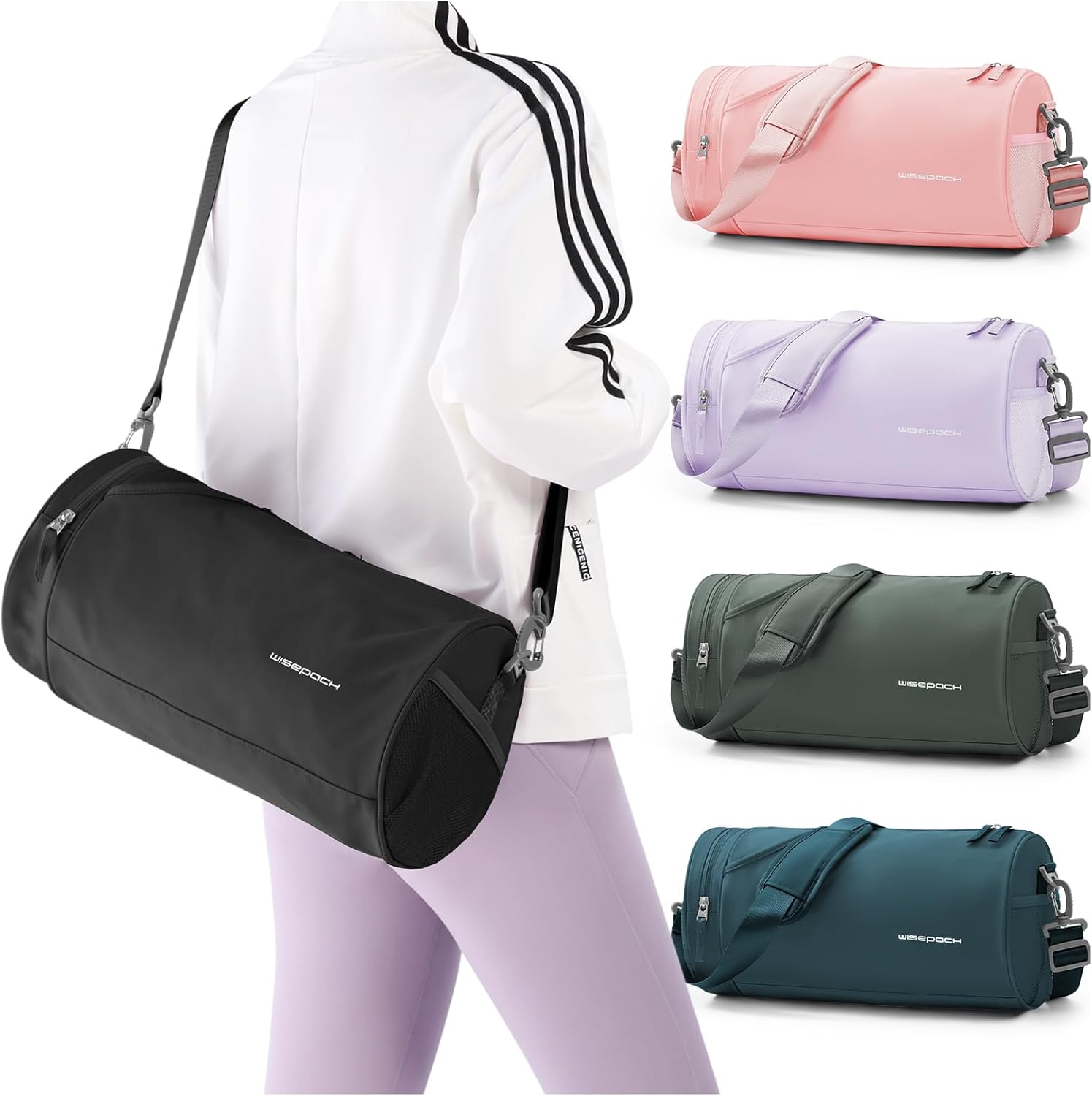 Small Gym Duffle for Women Men – Mini Waterproof Workout Sport Yoga Travel Overnight Weekender Dance Bag – Black