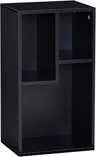 VECELO Estantería pequeña, estantería abierta de 3 cubos con estantes de diferencia de altura para tapas duras, unidad de pie de 2 niveles,