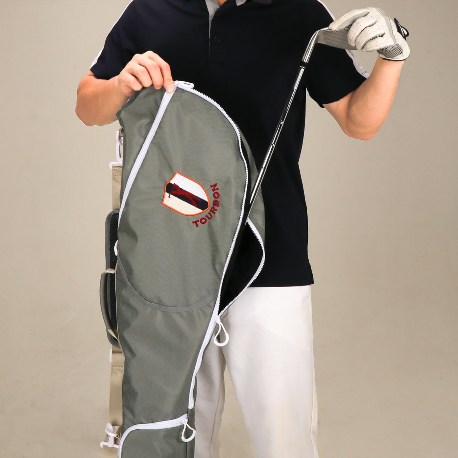 TOURBON Tragbare Golftasche aus Nylon, leicht, Sonntags-Tragetasche, faltbar, für Golfschläger/Reisen