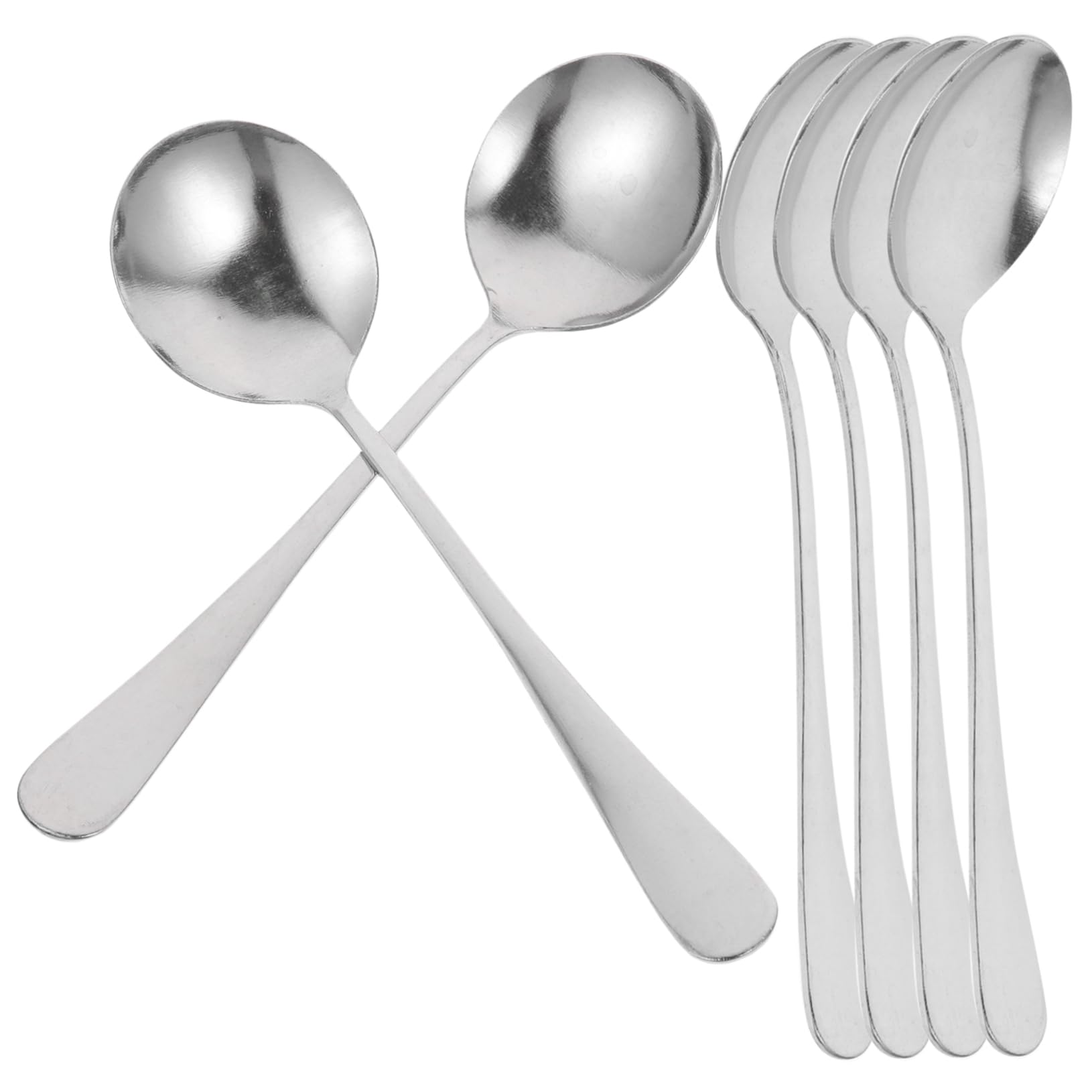 Garneck 6pcs Stainless Steel Soup Spoons Multifunction Cooking Spoon Set for Soup Silverware Smooth Handle