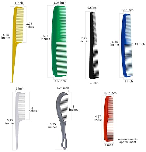 Miniatura 3 de Juego de peines para el cabello, 15 piezas, varios colores, fabricado en Estados Unidos