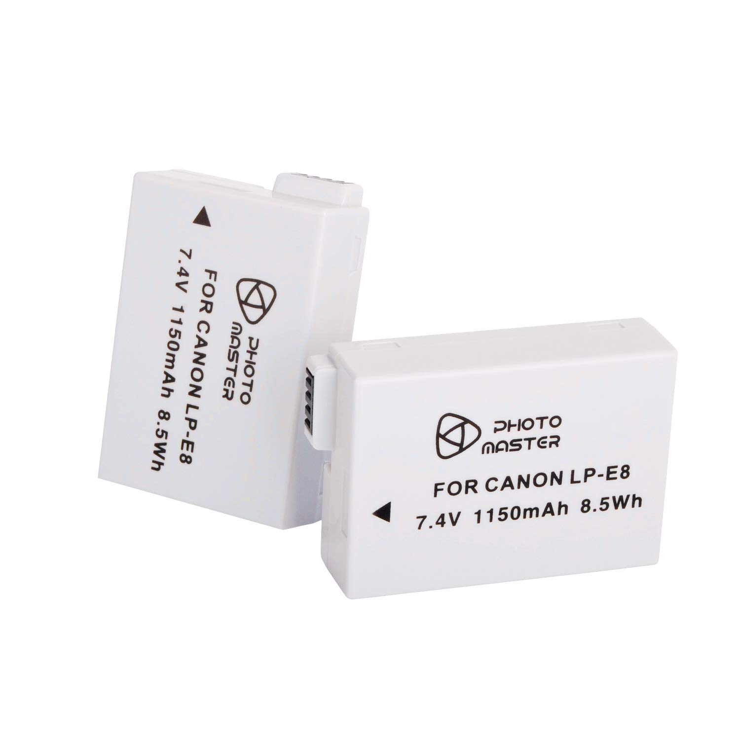 PHOTO MASTER 2x LP-E8 Replacement Battery for Canon EOS 550D, EOS 700D, EOS 600D, EOS 650D, Rebel T2i T3i T4i T5i, Kiss X4 X5 X6i X7i DSLR Cameras, Canon Battery Charger LC-E8E & Battery Grip BG-E8