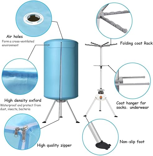 Vista 6 de COSTWAY Portable Clothes Dryer, Ventless Laundry Dryer, Hot Drying Machine with Heater for Home & Dorms