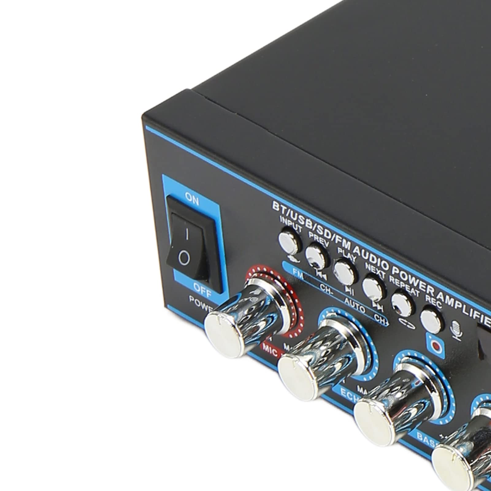 Amplificatore Audio, 20x19x5,5cm 2 Canali 3 Formati Lega di Alluminio Mini Amplificatore Audio Mini Amplificatore con Telecomando per il Teatro per la Casa (Spina UE 220V)