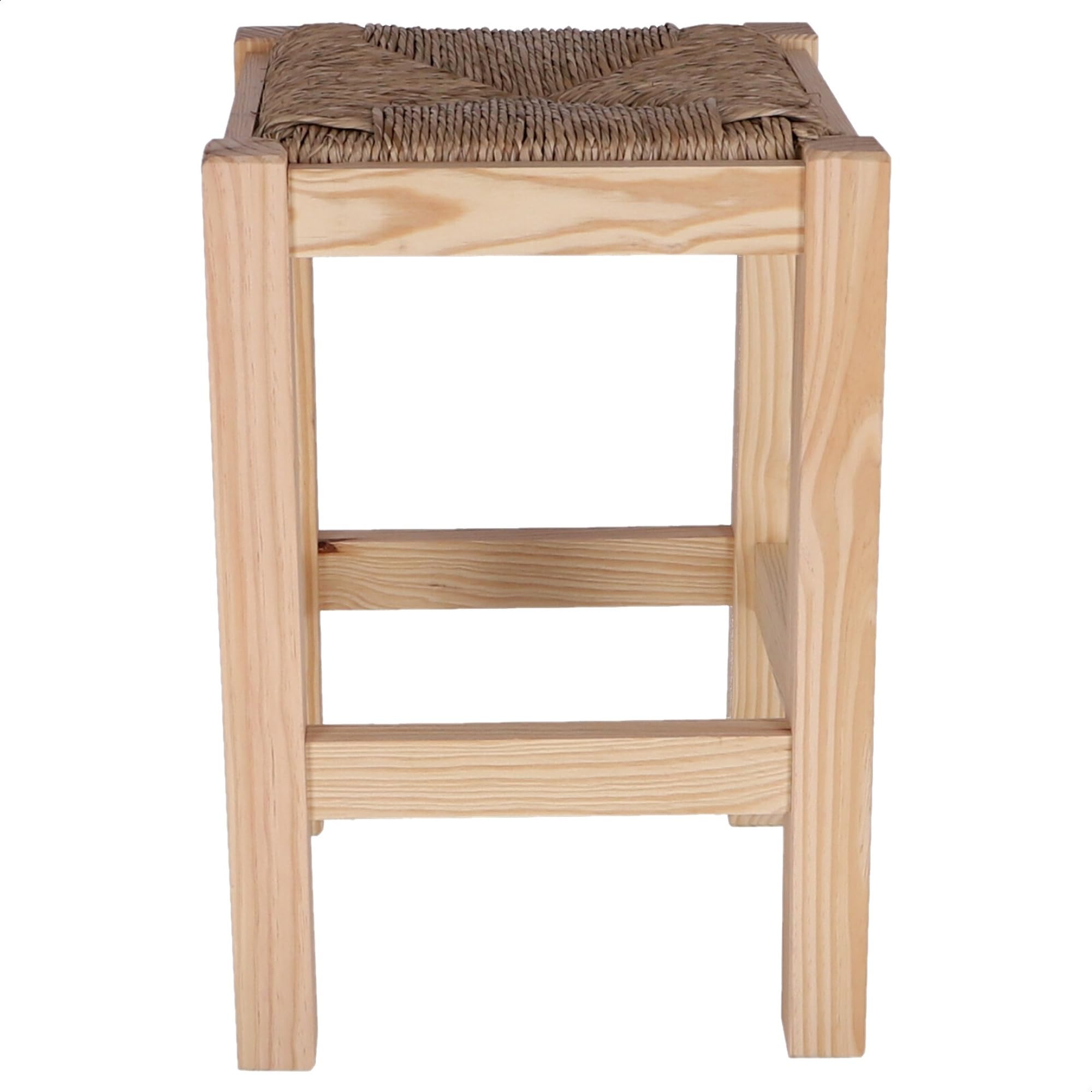 WELL HOME MOBILIARIO & DECORACIÓN Banqueta rústica Cuadrada Baja en Madera, Acabado SIN Barniz, 32,5x32,5x48,5 cm
