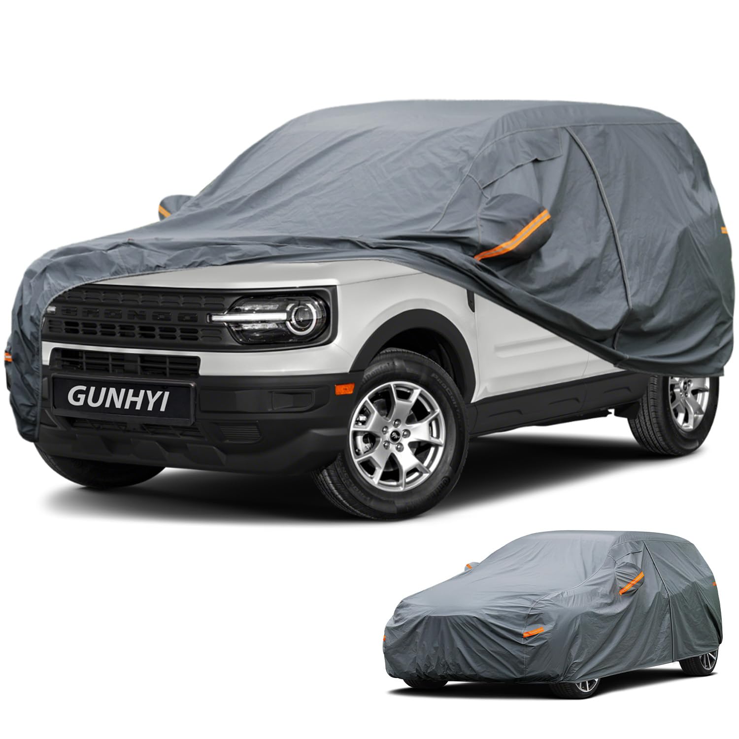 GUNHYI Premium Car Cover Custom Fit Ford Bronco 4 Door, 16 Layers Heavy Duty Car Cover Waterproof All Weather with Zipper Door for Sun Rain Snow Dust Uv Protection