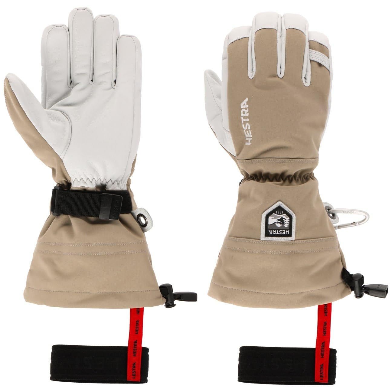 Hestra Heli Ski 5-Finger Gloves Women/Men - full-fingered with lining, Hook-and-loop closure, closure Autumn-Winter Winter - 8 HS beige