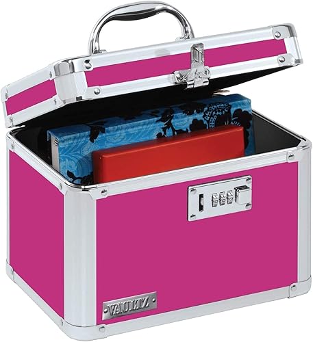 Caja de seguridad Vaultz con combinación, 7.25 x 10 x 7.75 pulgadas, caja fuerte para dinero, documentos y medicamentos, color rosa