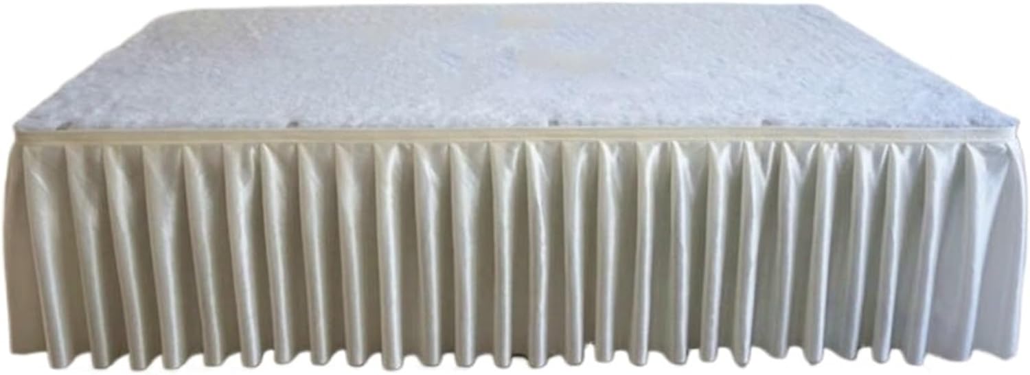 Table Skirt Wedding Party Banquet Birthday Decoration Table Skirt For Cloth Cover Skirting Polyester Pleated(White 2,H75cm x L300cm)