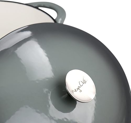 Miniatura 3 de MegaChef Cazuela ovalada de hierro fundido esmaltado de 7 cuartos en gris