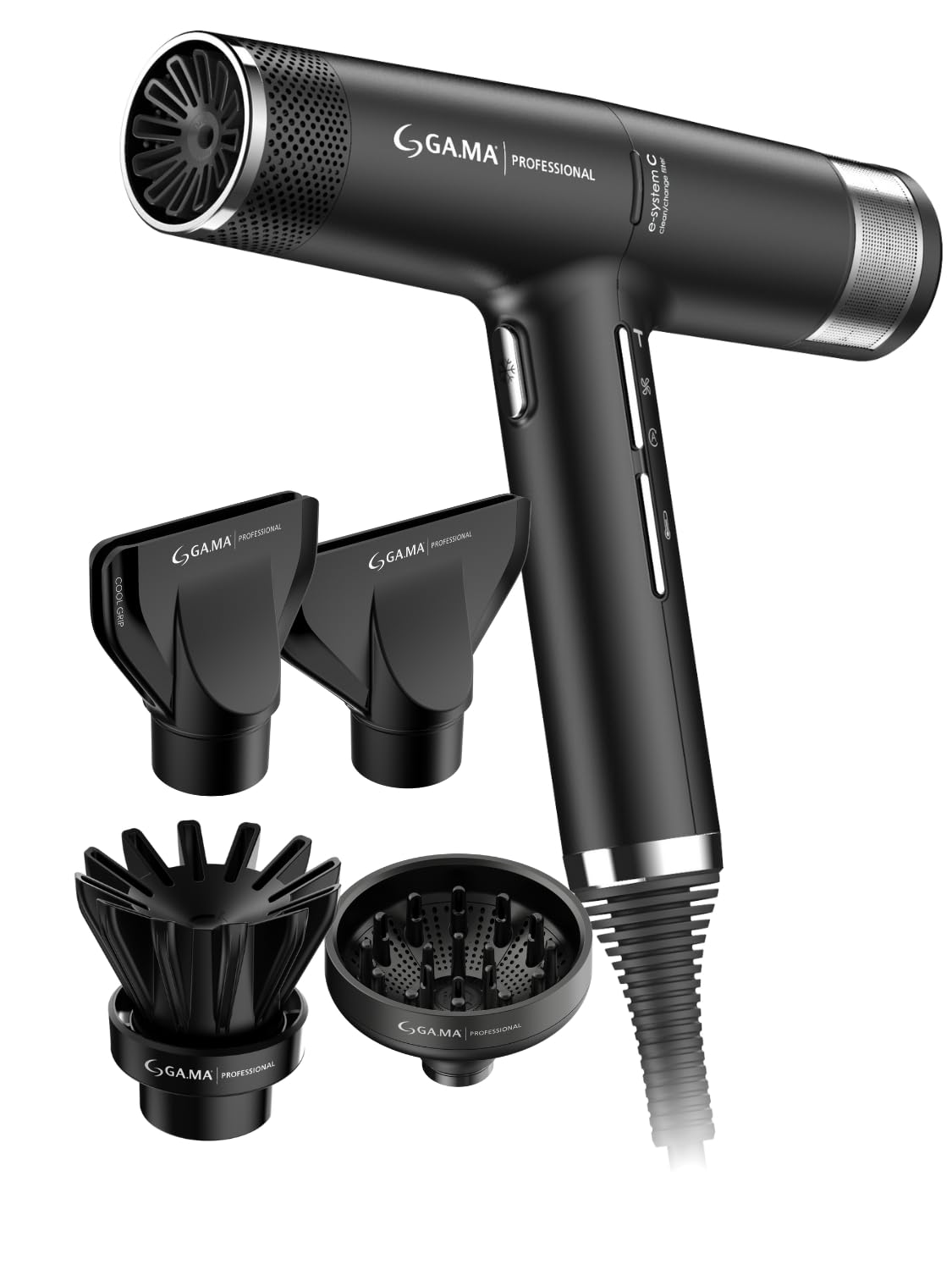 GA.MA Italy Professional, iQ3 Perfect, sèche-cheveux ultraléger avec moteur sans balais de 110 000 tr/min, technologie Stand-by et fonction Turbo, puissance 1600 W, noir