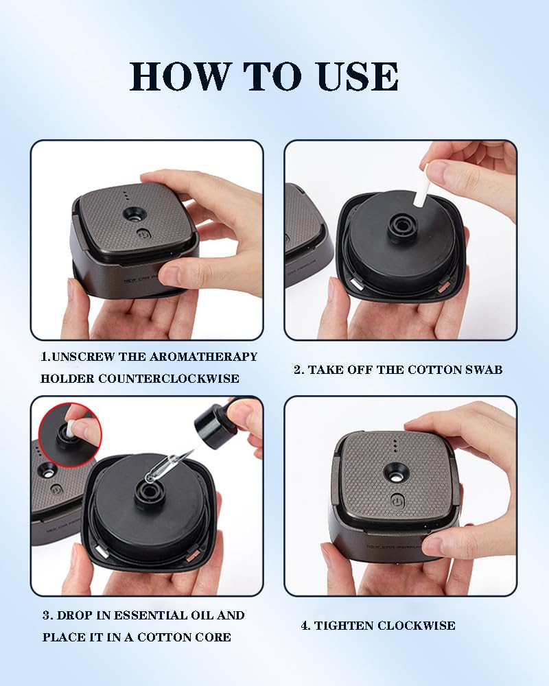 Ambientadores inteligentes para coche, 3 modos ajustables, aromaterapia inteligente para coche, difusor recargable por USB (5 aceites esenciales de 15 ml, diferentes olores/por botella)