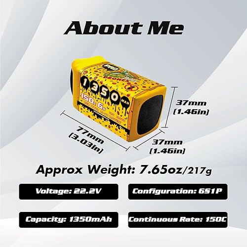 Miniatura 7 de CNHL Speedy Pizza 6s Lipo Batería 1500mAh 1350mAh 150C con XT60 Plug para FPV RC Quadcopter Helicóptero Avión