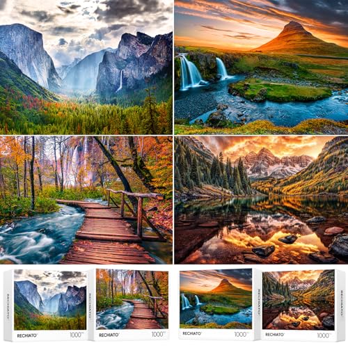 4 Pack 1000 Pieces of Jigsaw Puzzles for Adults, Nature