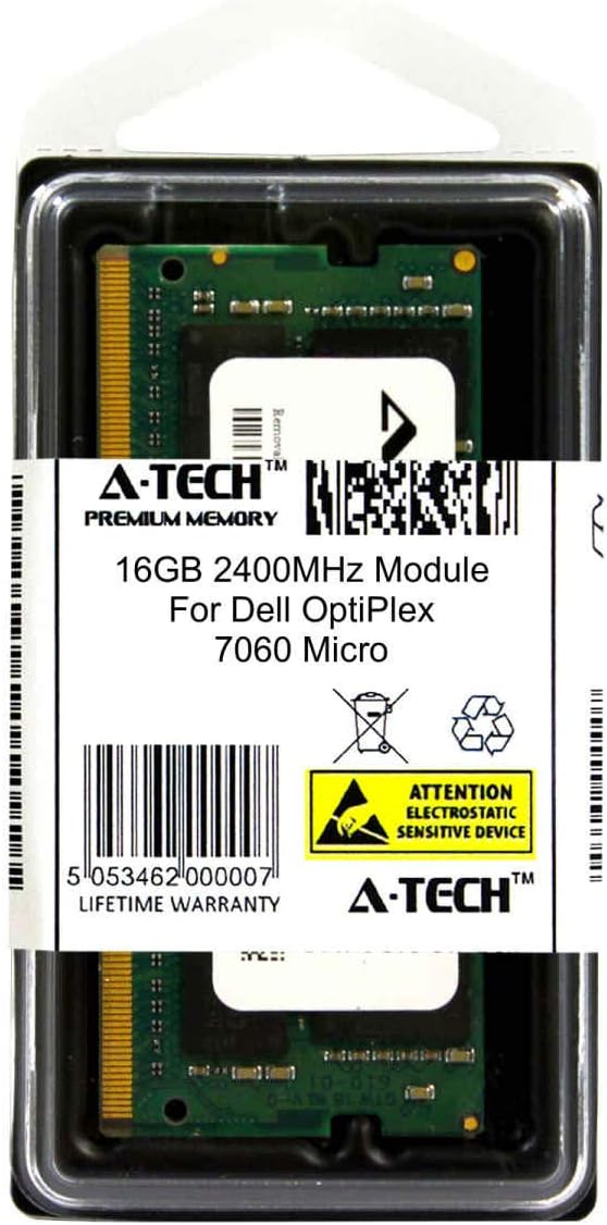 A-Tech 16GB Module for Dell OptiPlex 7060 Micro Form Factor MFF Desktop PC Compatible DDR4 2400Mhz Memory Ram (ATMS283833A25831X1)
