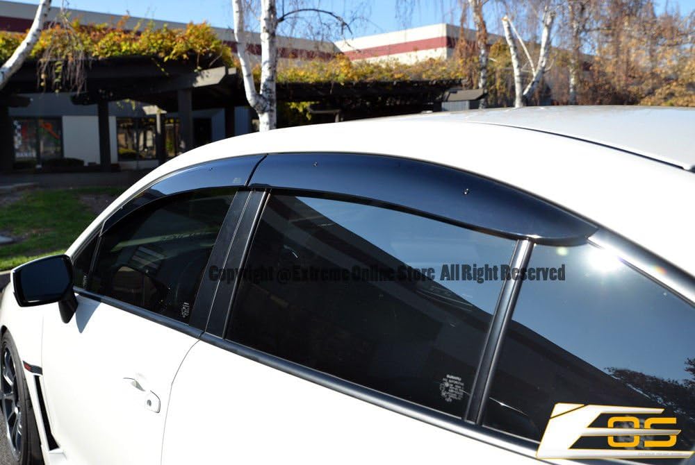 Extreme Online Store EOS Smoke Tinted JDM Style Side Window Visor Rain Guard - for Subaru WRX STI 15-Up 2015 2016 2017 2018