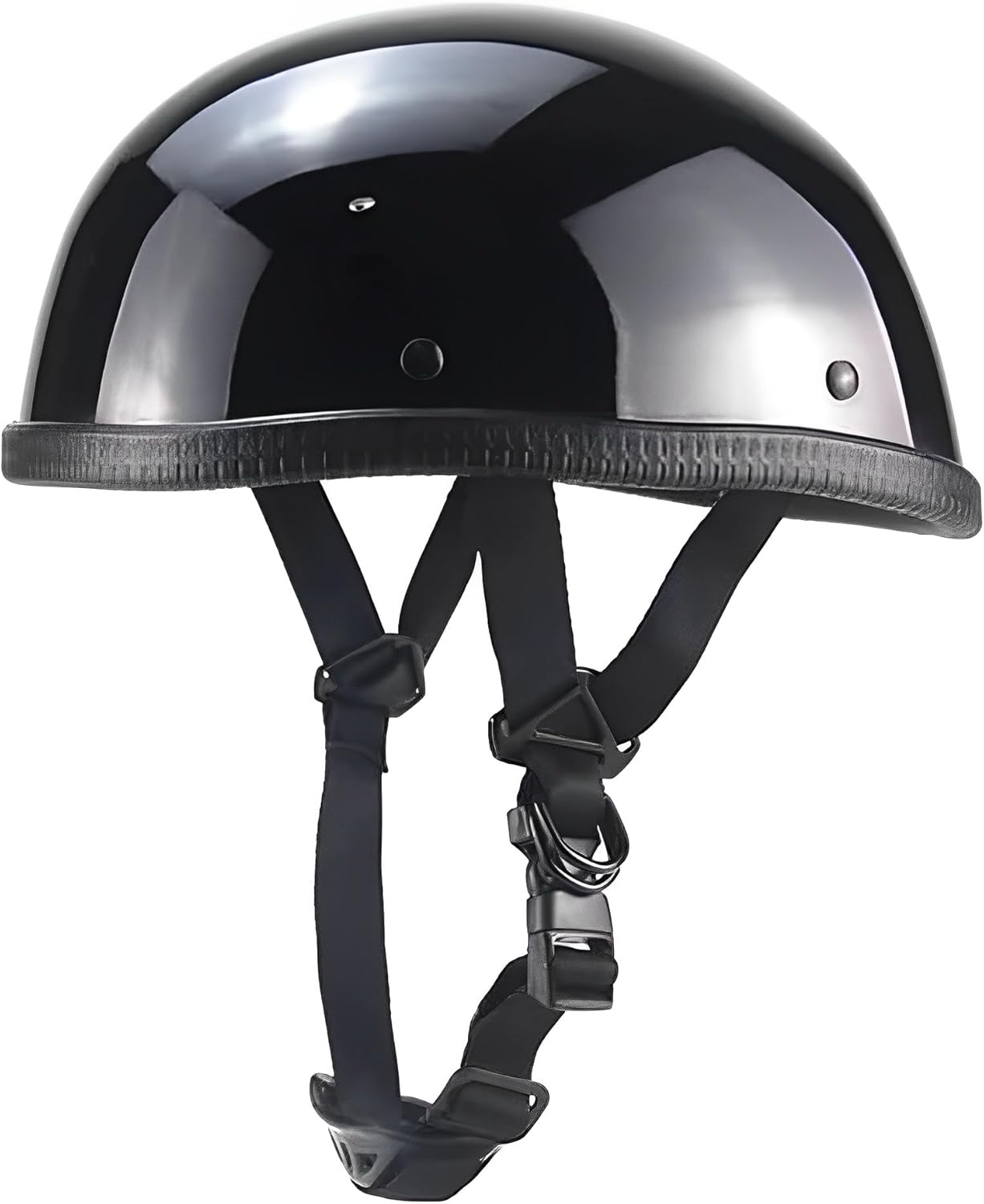 Motorcycle Half Helmet, DOT Approved Ultra-Thin Comfortable Cruising Low Profile Skull Cap, German Style Novelty Small Helmet for Chopper Moped Scooter Motorbike Electric (Bright Black, XX-Large)