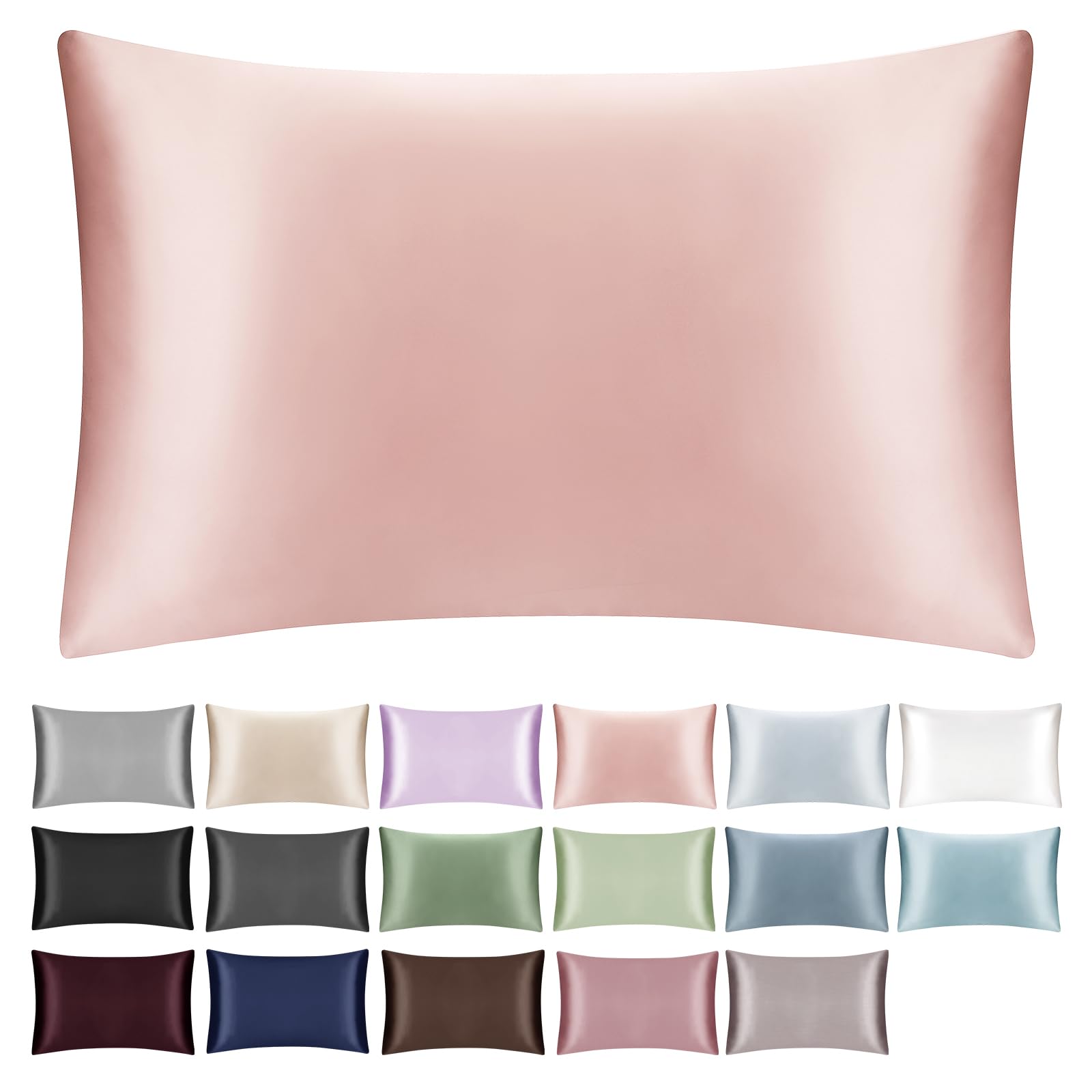 SILKTALE 19 Momme 100% Mulberry Silk Pillowcase for Hair and Skin with Zip, 1 Piece, Pink, 40 x 80 cm — image 1