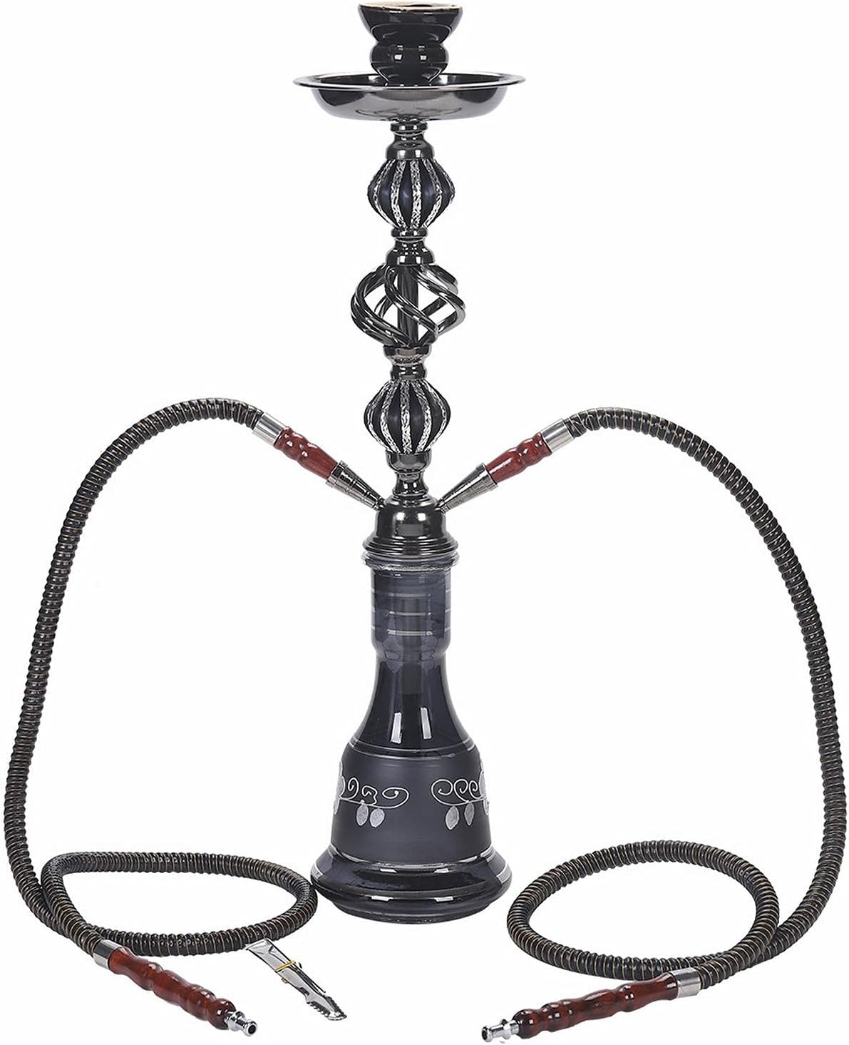 2 Hose Hookah Set Black Hookah Shisha Combo Kit Set Shisha