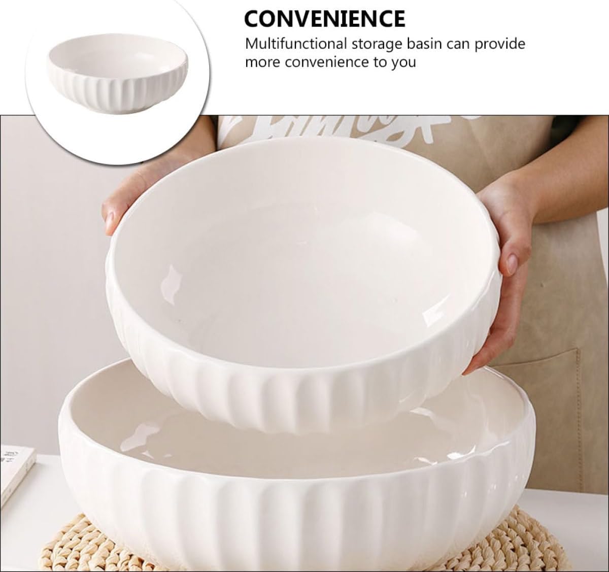 White Ceramic Pumpkin Soup Basin Halloween for Home Kitchen Serving