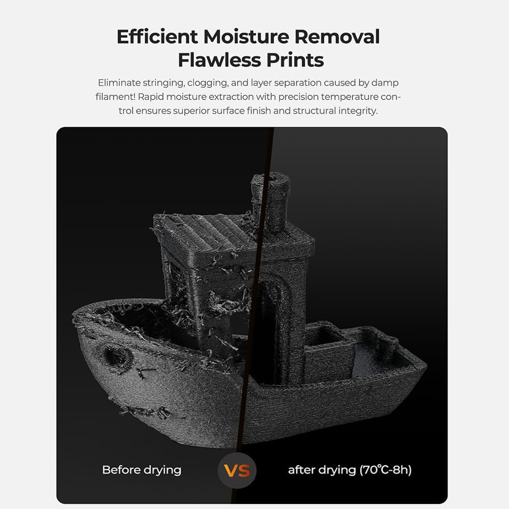 Creality Multi-Kilo Filament Dryer，Fireproof and Moisture-Proof Detachable Heating Module Maximum Temperature 70℃, Compatible with 1kg/2kg/3kg/5kg Filaments