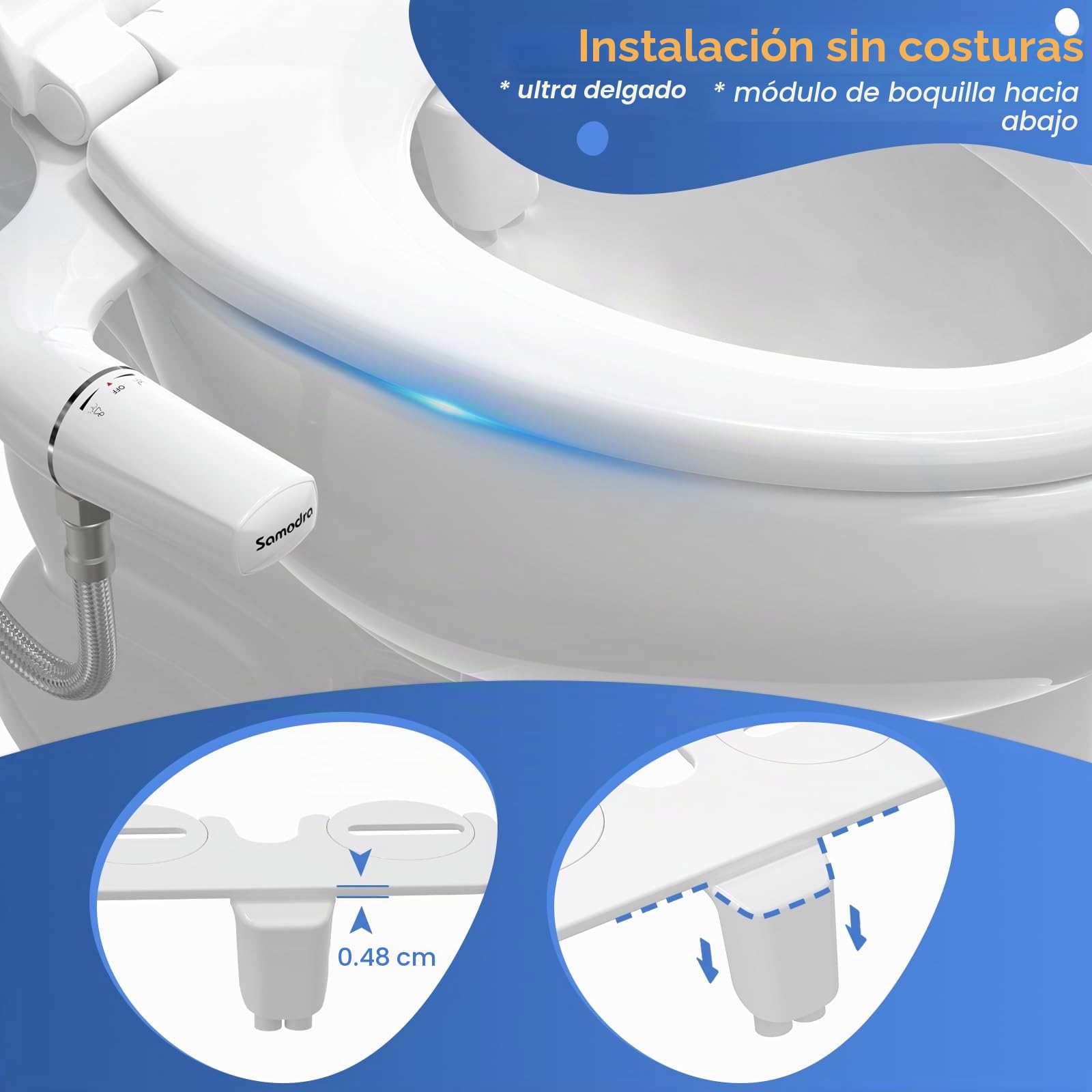 SAMODRA Bidet para WC No Eléctrico Classic 7.0 Doble Boquilla Accesorios