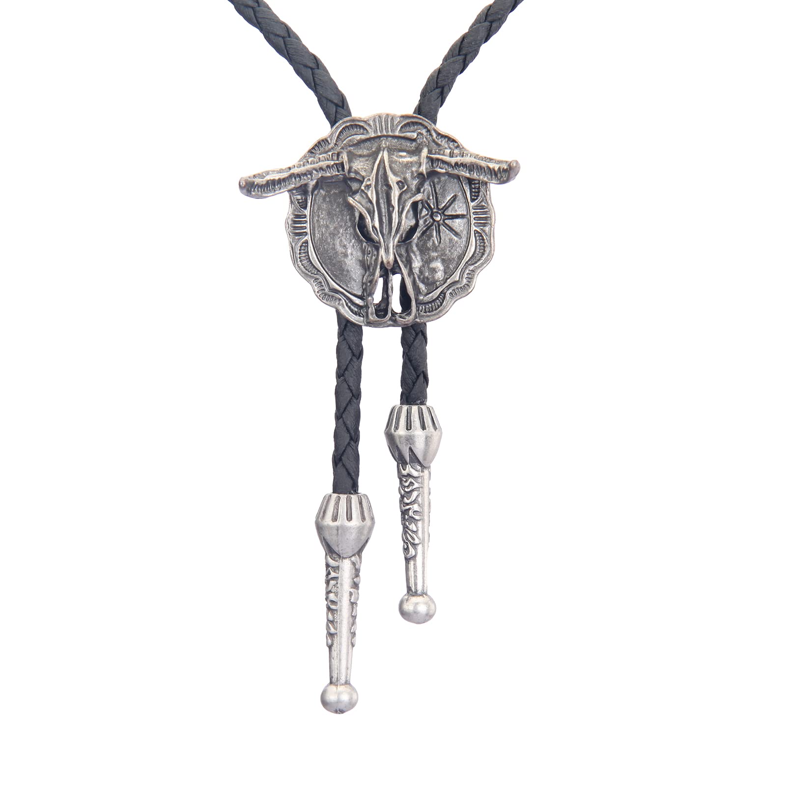 GelConnie Native American Bolo Tie Rodeo Cowboy Leather Necktie Western Necklace Costume Accessories for Men,Women