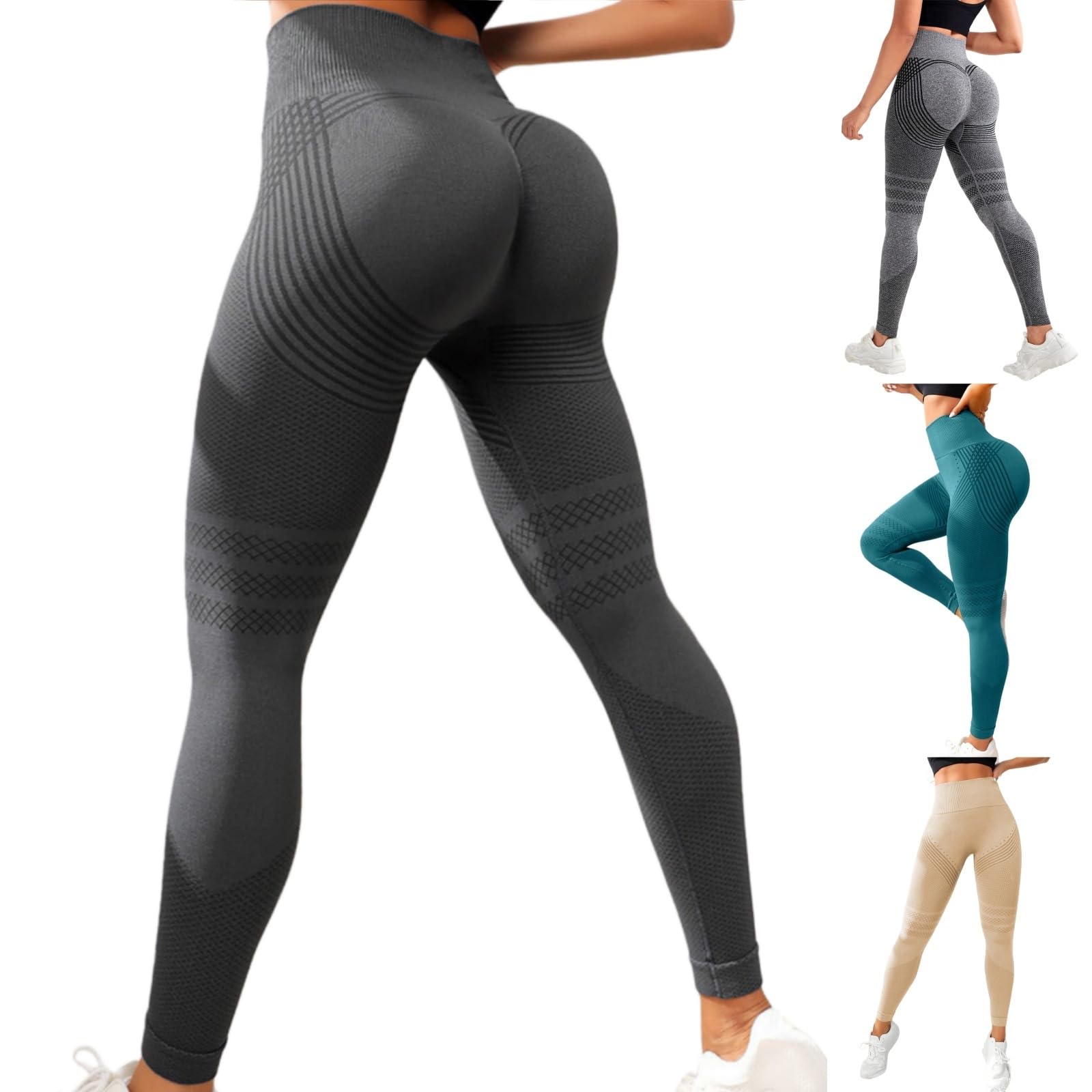 Coreex Cellulite Leggings - Coreex Celluflex 3D Kompressionsleggings - Anti-Cellulite Leggings - Nahtloser Schlankmacher für Bauch & Beine, ideal für Alltag, Freizeit und Sport (Grau2,M)