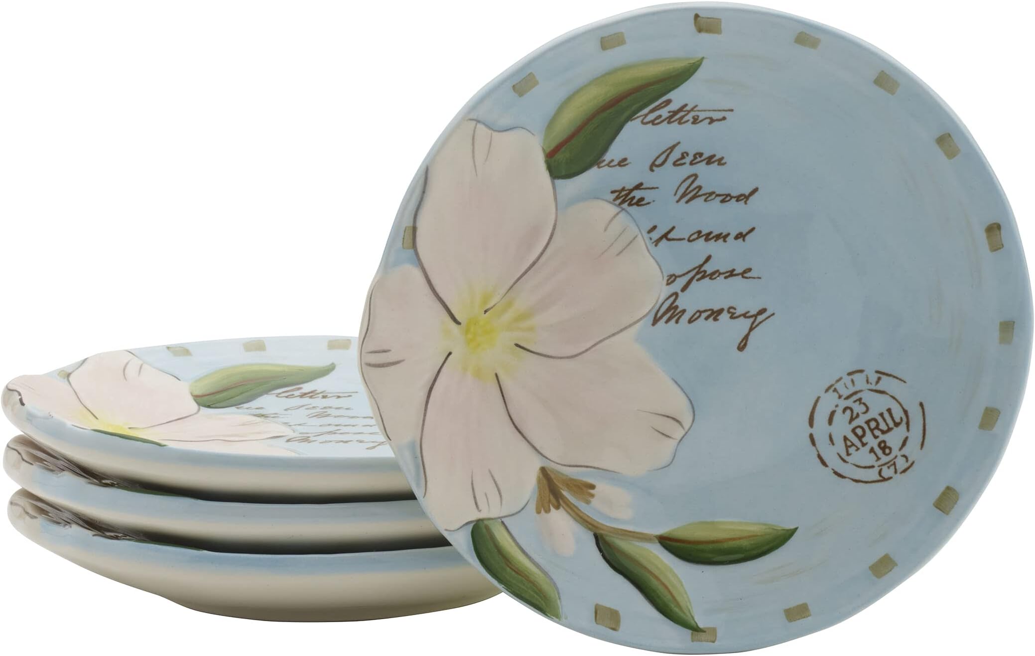 Toulouse Appetizer Plates, Set of 4, 5-Inch, Blue