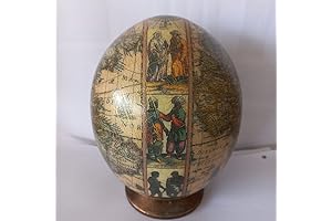 Antique World Map Crackled Ostrich Egg
