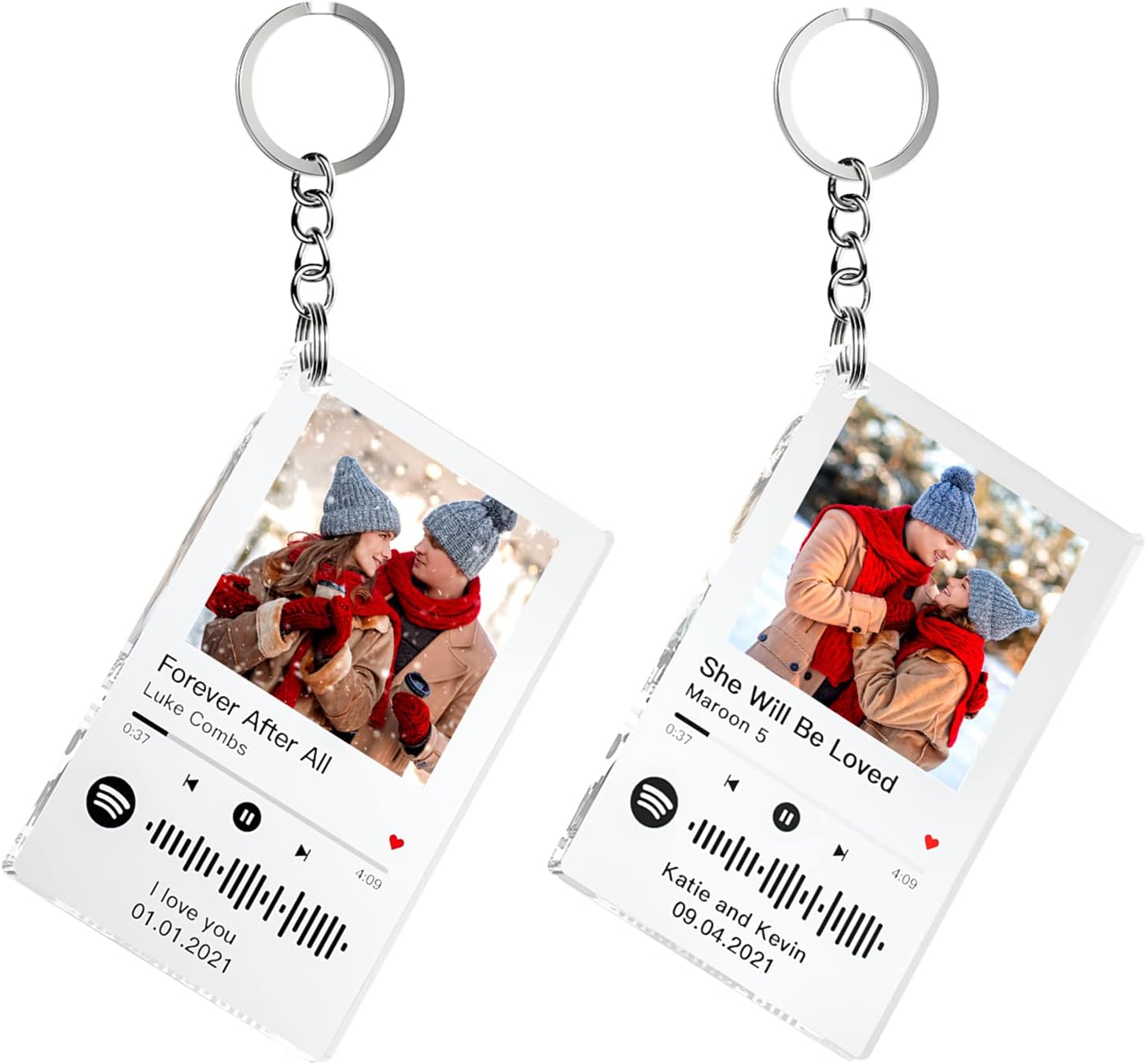 Custom Spotify Keychain Customized Acrylic Music Song Key Ring Personalized Photo Keychains Gifts for Lover