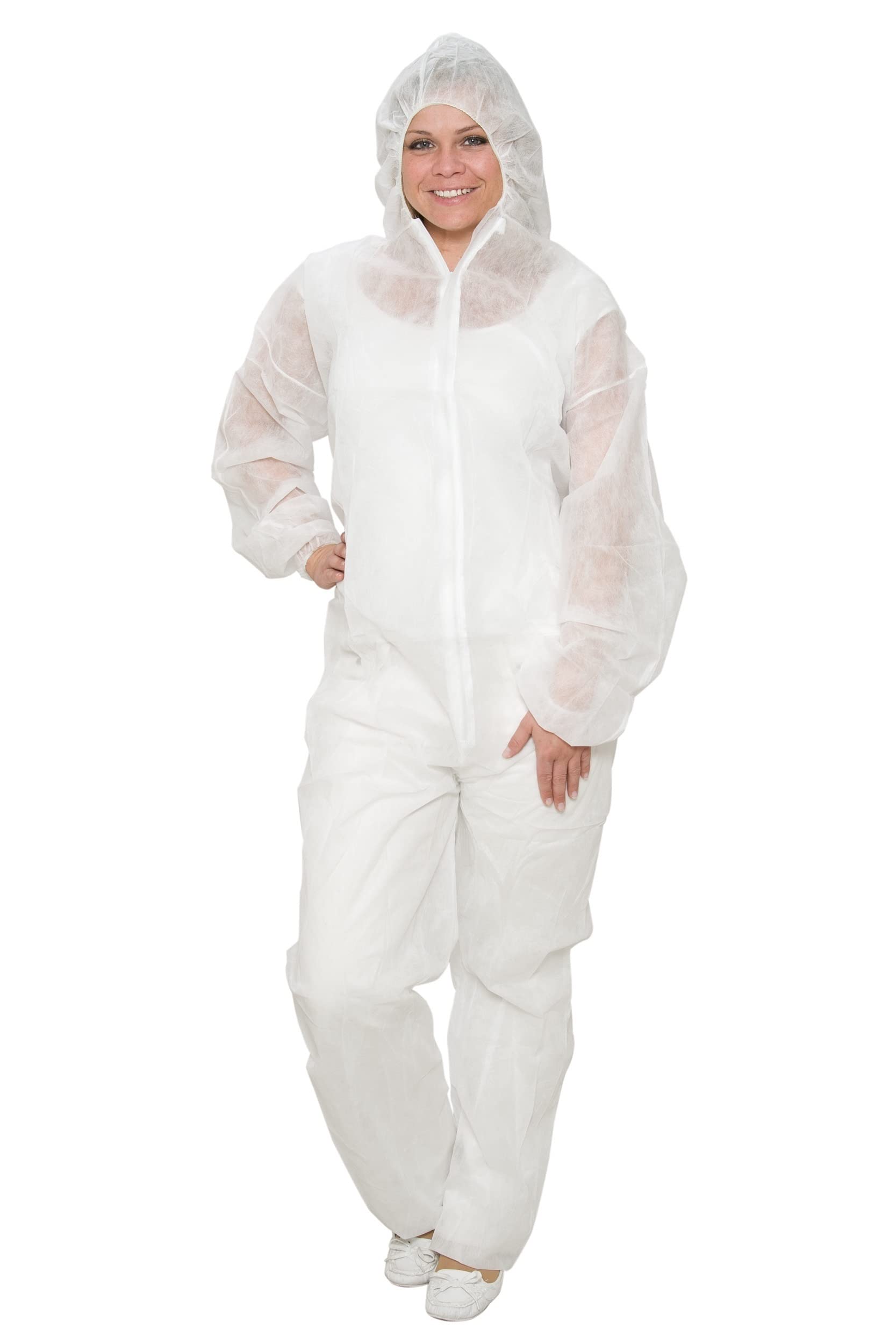 10/50/100 monos desechables de polipropileno, color blanco, S-XXXL