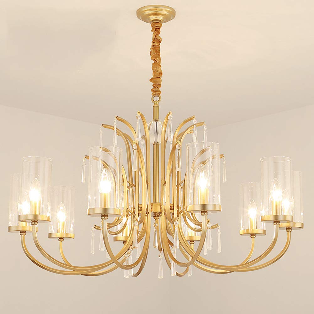 CZYLJLK E14 Industrial Candle Ceiling Light Fixtures Modern Gold Glass During Lamp,Nordic Rustic Iron For Living Room Dining Bedroom-Golden. 10 head